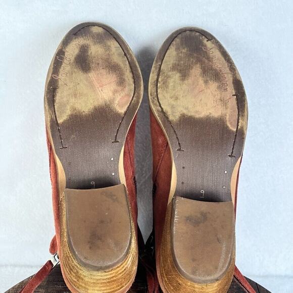Sam Edelman Booties Womens 9 Packer Rust Suede Leather Stacked Heel Ankle - Picture 9 of 13